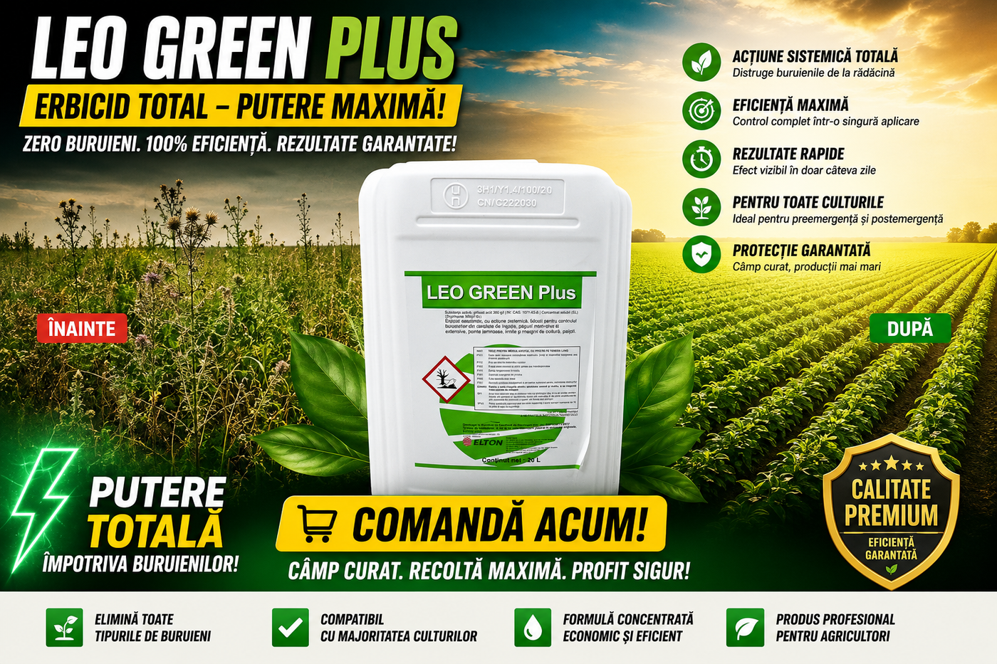 LEO GREEN Plus Erbicid Total Glifosat 360 g/l | Erbicid Profesional
