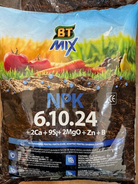 Ingrasamant polivalent -bt mix -NPK6.10.24 + 9S + 2Ca + 2MgO + Zn + B