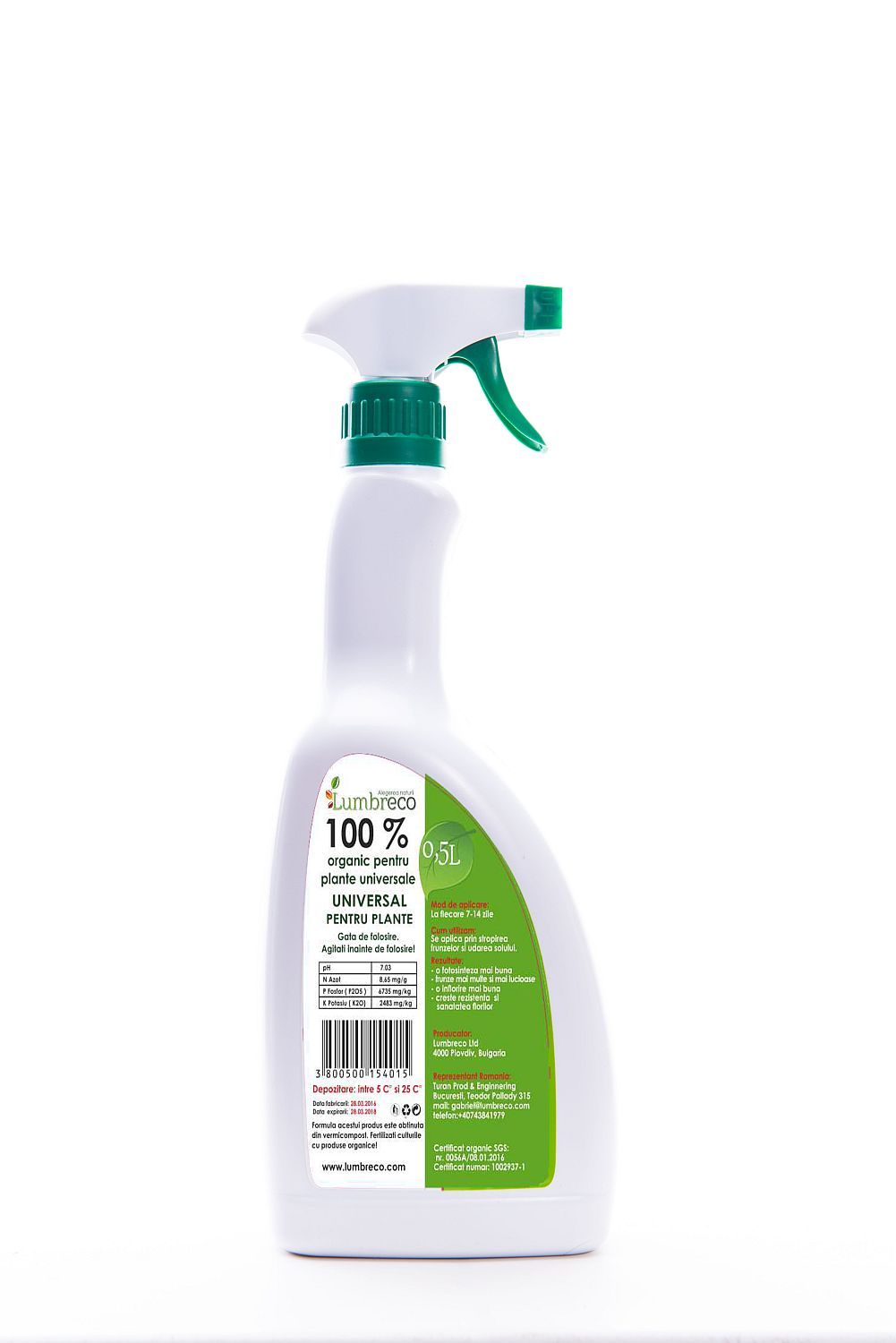 Ingrasamant organic cu pulverizator universal pentru plante  Lumbreco